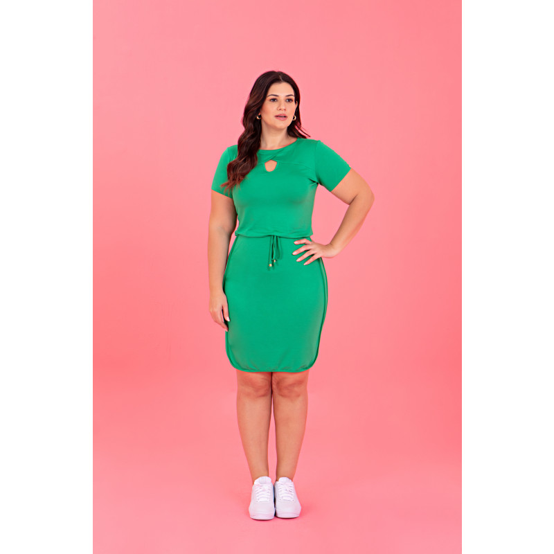 Vestido Plus Size De Malha Lisa com Recortes Hadaza Hadaza