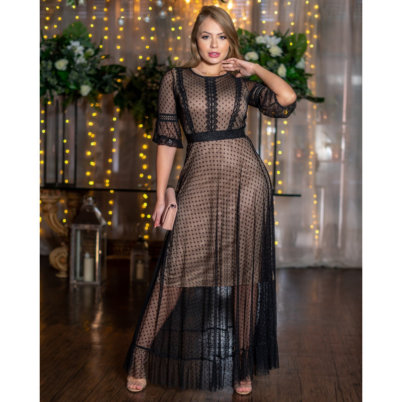 Vestido de tule longo outlet transparente