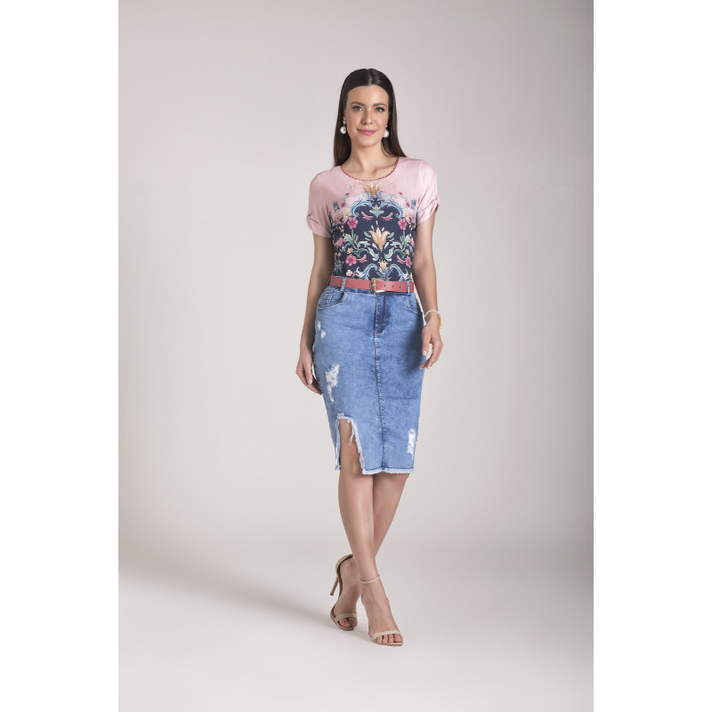 Saia Jeans Destroyed Laura Rosa