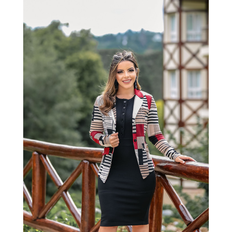 Blazer Estampado Vermelho Boutique K