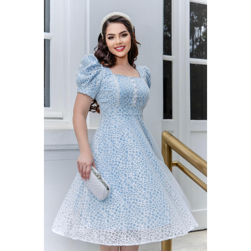 Vestido de clearance renda azul claro