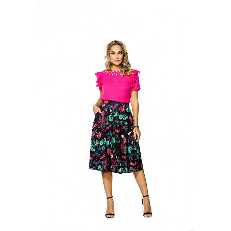 Conjunto Clara Rosa Saia Midi Estampada 20351