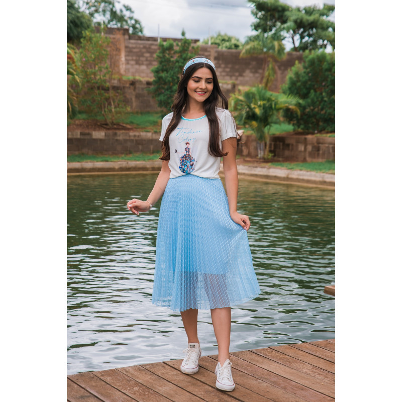 Saia de tule azul sales bebe