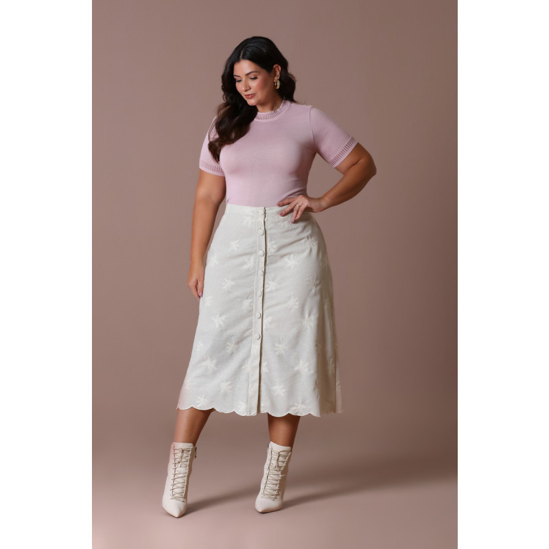 Saia midi de linho plus size top