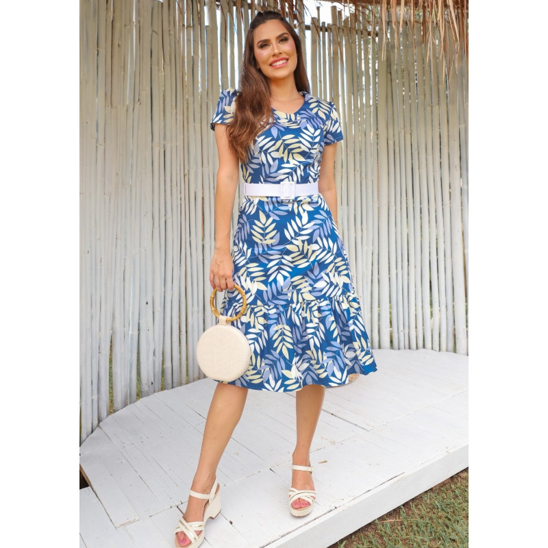Vestido tubinho sales estampado com cinto