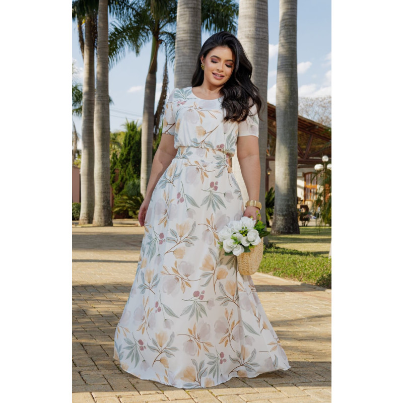 Vestido Inês Em Sedinha Estampado Maria Amore