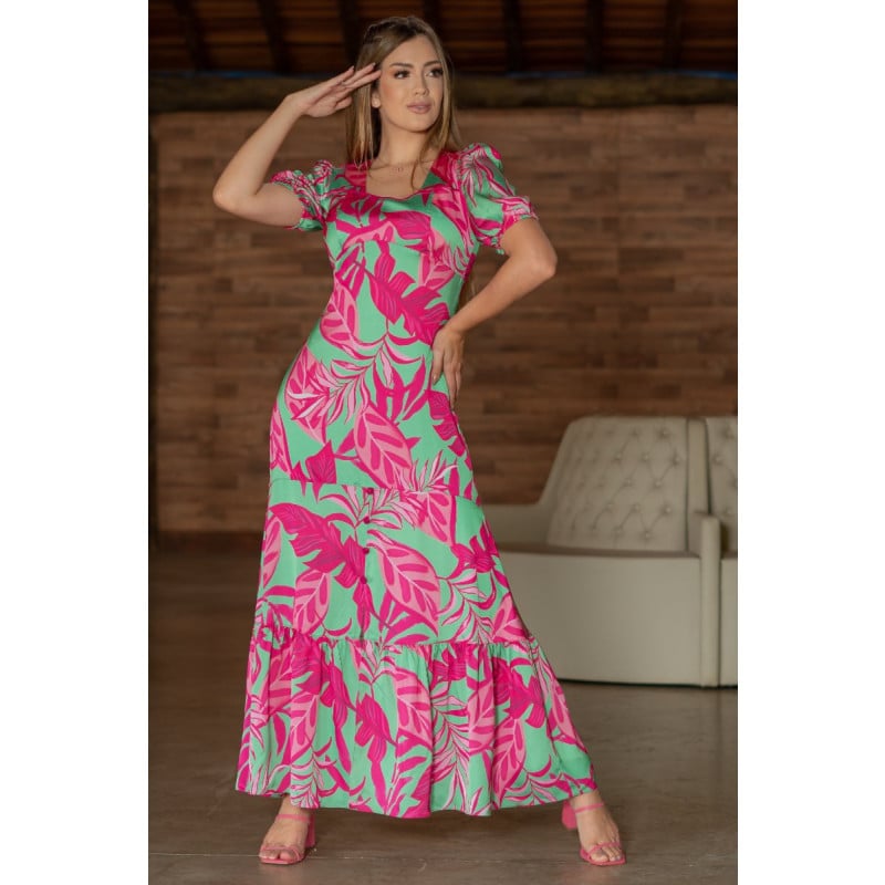 Vestido rosa sale e verde