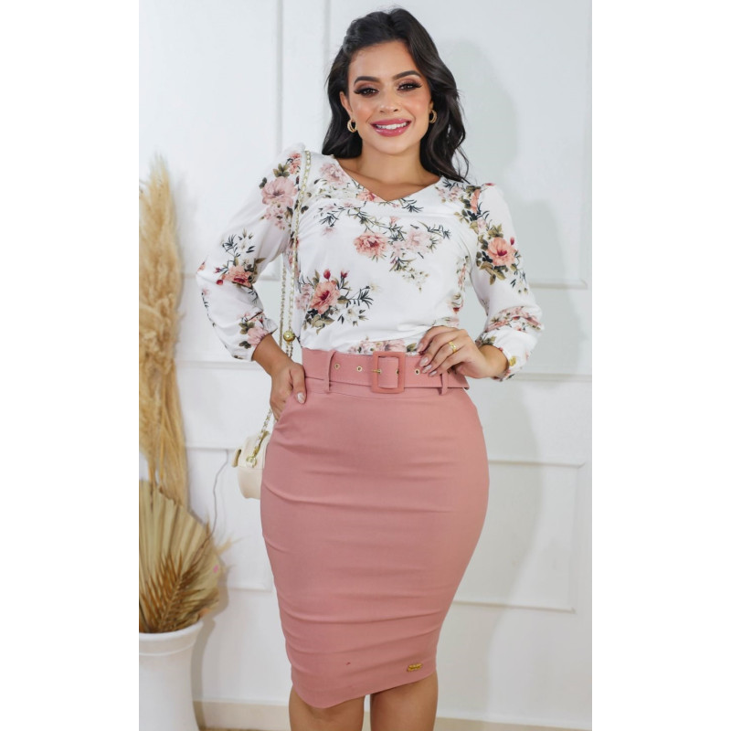 Blusa Rafaela Floral Com Decote V Maria Amore