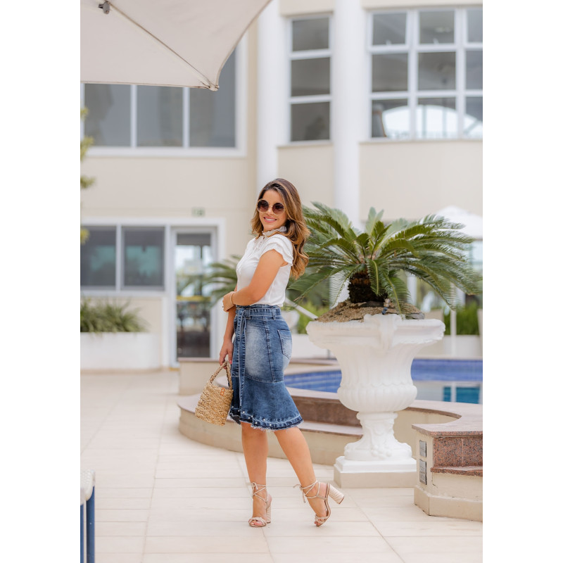 Saia Barra Desfiada Raje Jeans