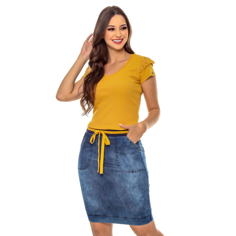 Saia sales jeans amarela