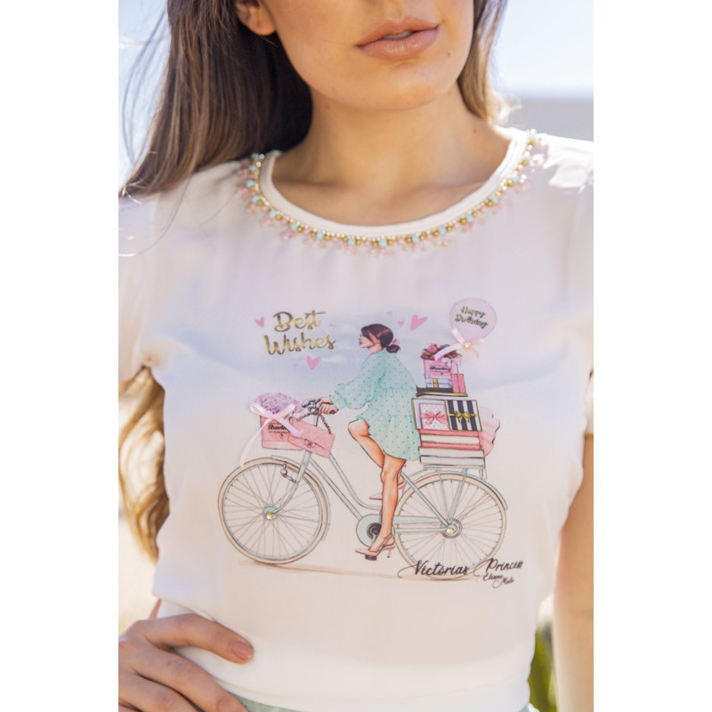 T-Shirt Estampa Bicicleta Victoria's Princess