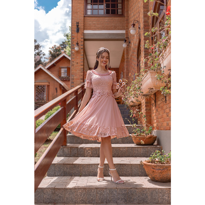 Renda rosé top