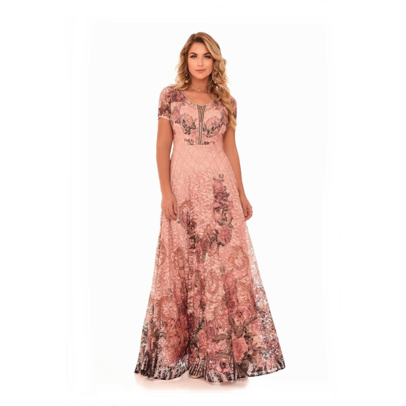 Vestido Fasciniu s Renda Estampado 11621