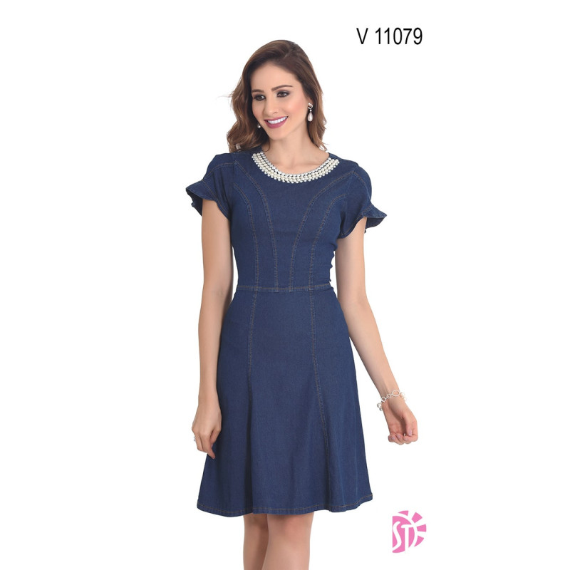 Vestido jeans sale inverno 2019