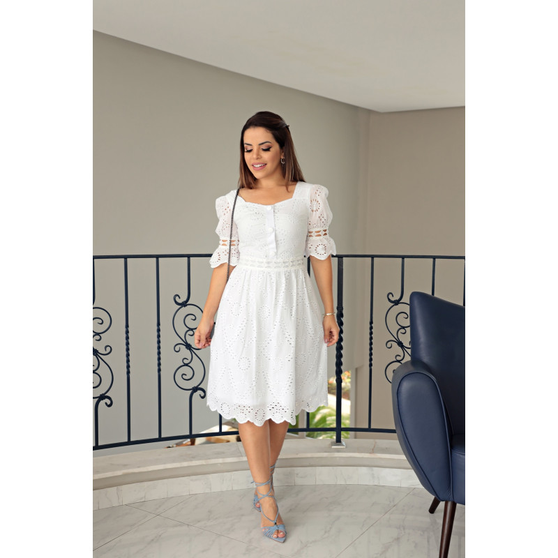 Vestido branco de lese midi sales