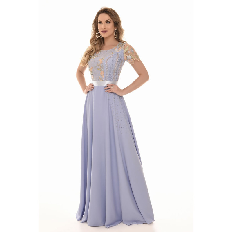 Vestido Longo Delicaty Azul Fasciniu s