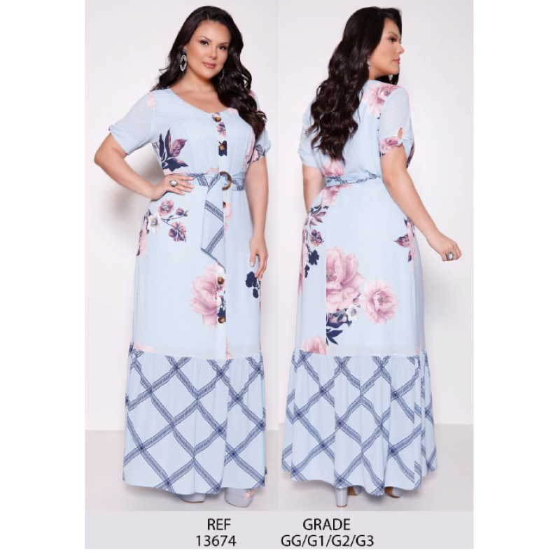 vestido longo estampa floral de verão