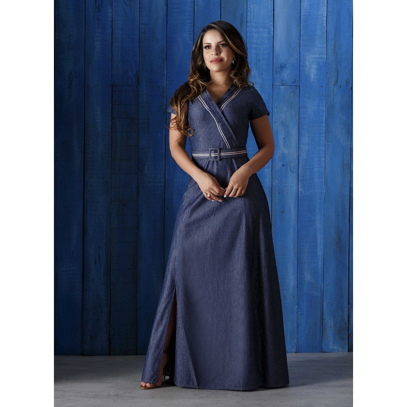 Vestido longo jeans via tolentino discount