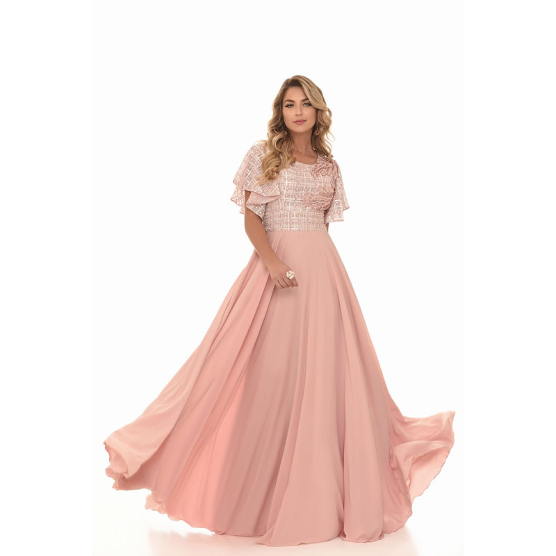 vestido longo para madrinha com manga