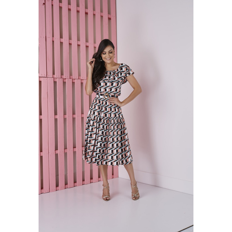 modelo de vestido midi com babado