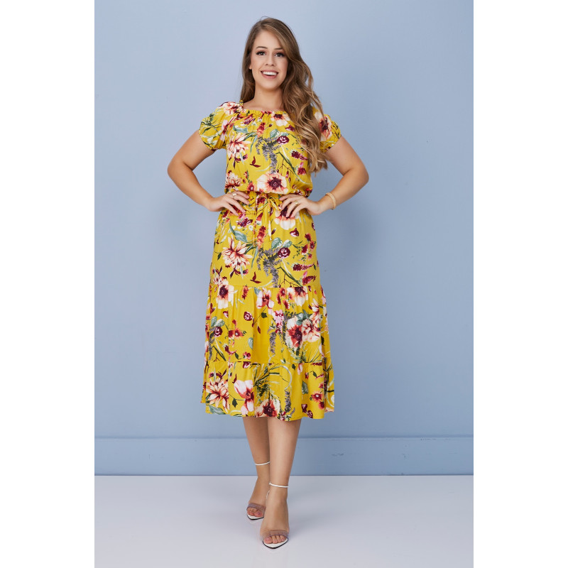 vestido floral midi