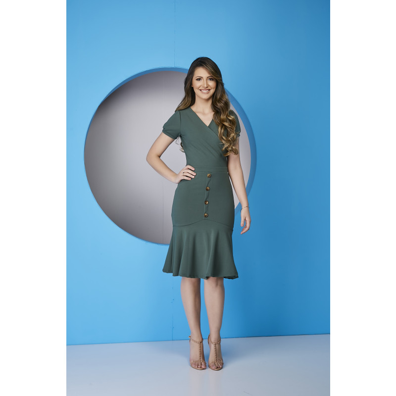 Vestido transpassado liso clearance