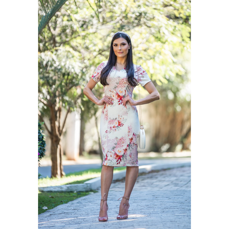 Vestido tubinho floral sale