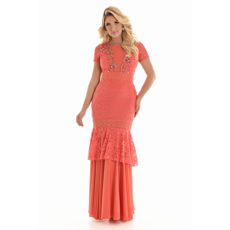 vestido longo cor goiaba