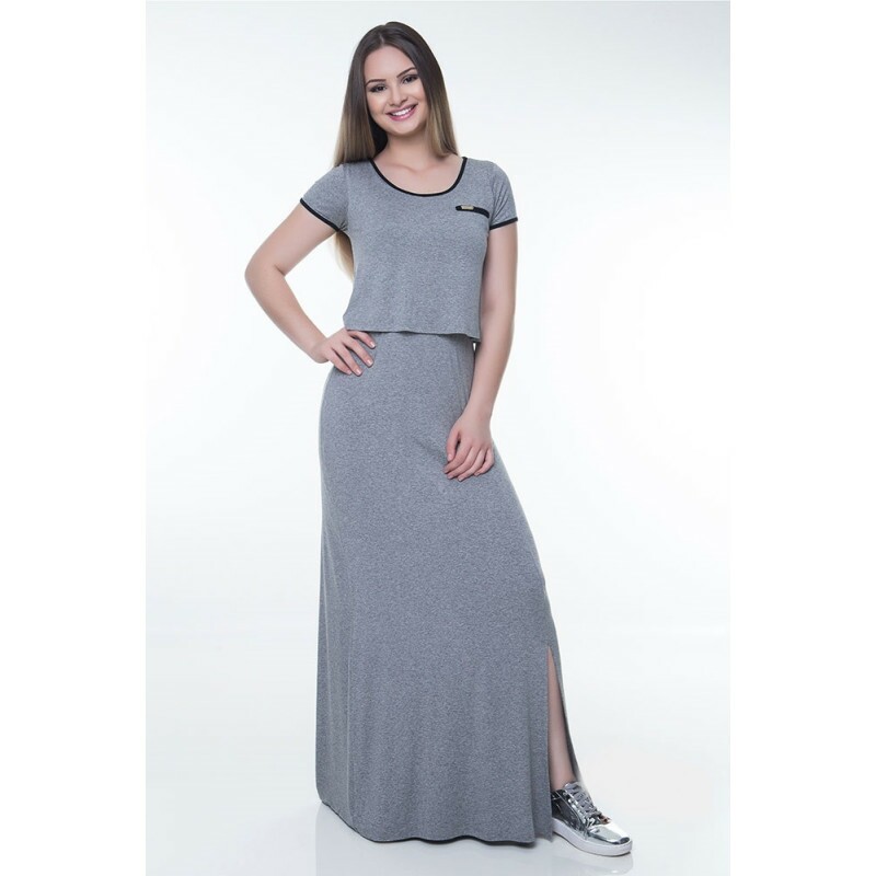 vestido cinza de malha
