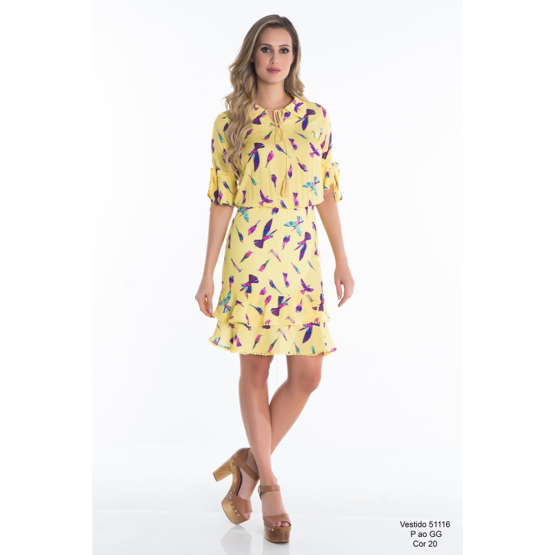 Vestido Via Caruso Pássaros 51116