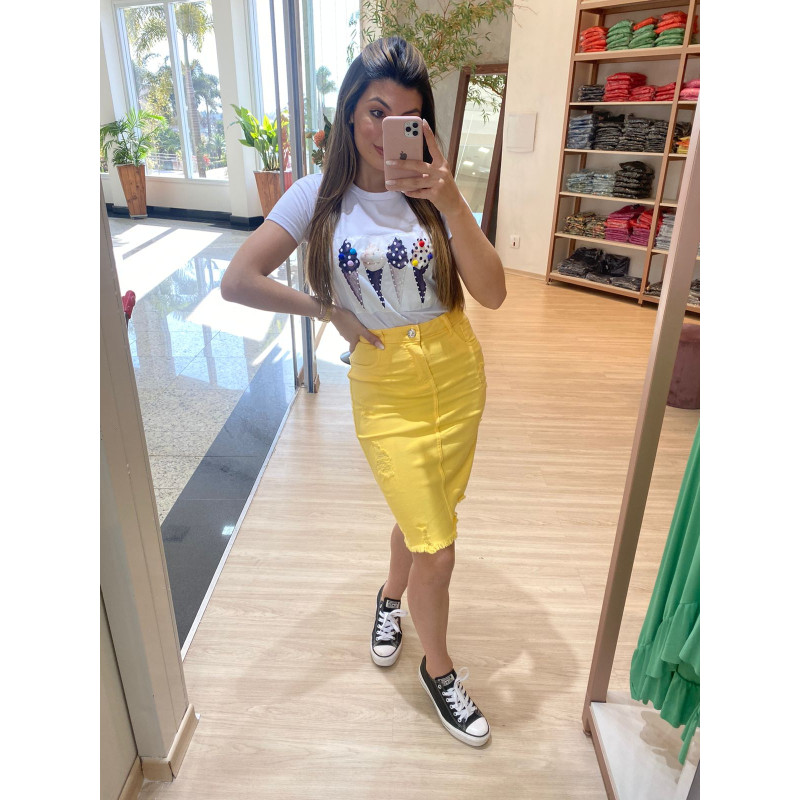Saia sales jeans amarela