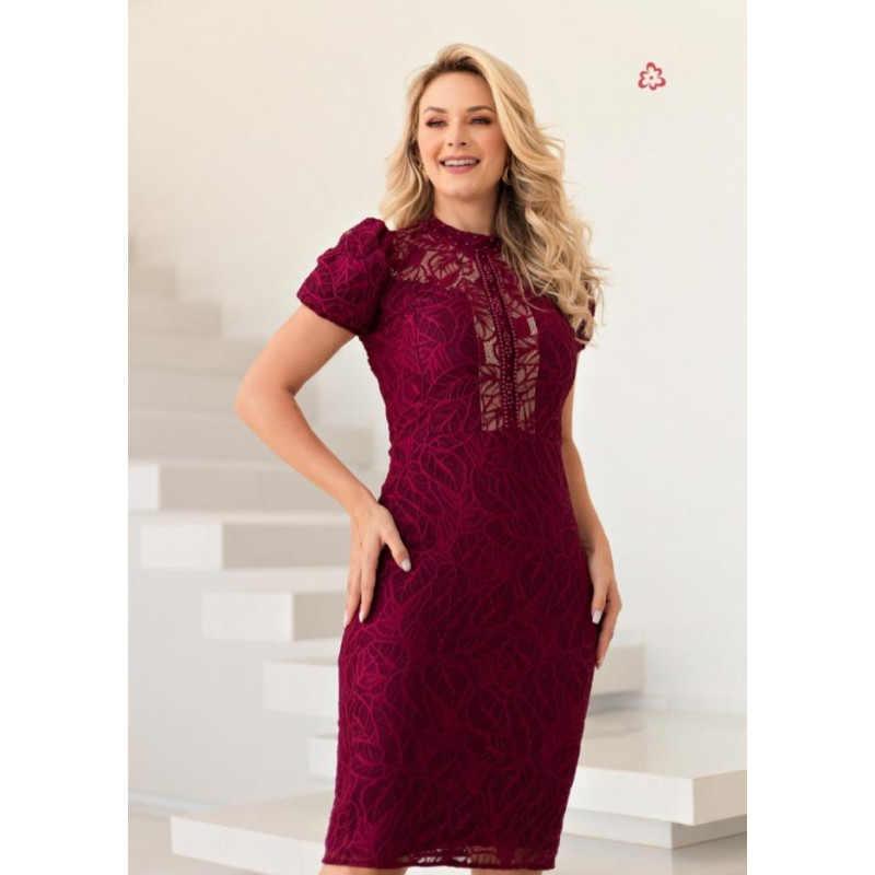 Vestido Nayara Tubinho cor Vinho