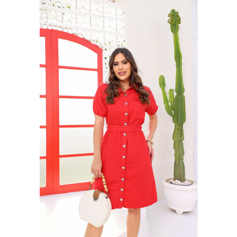 Vestido online jeans vermelho