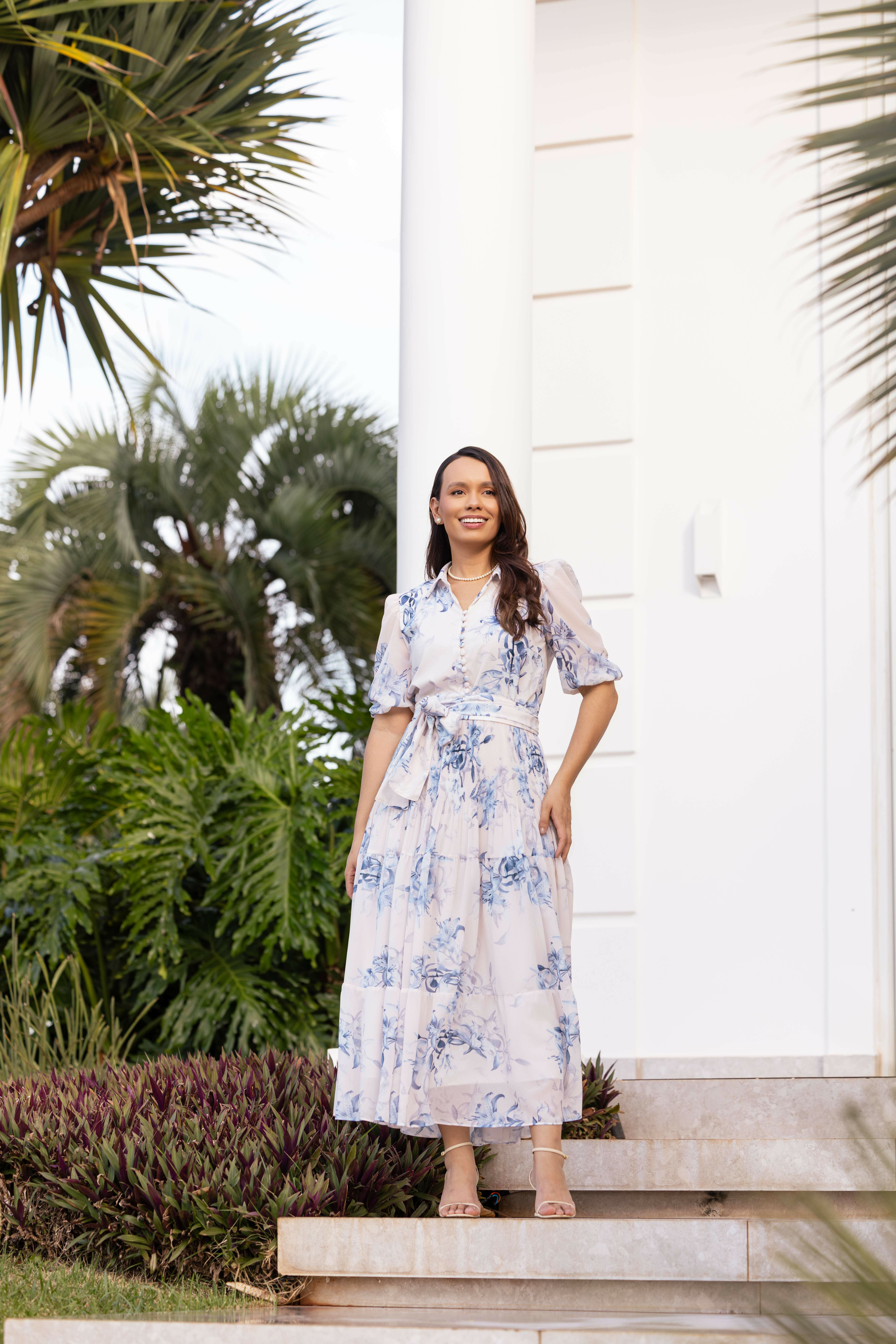 Vestido Vanessa Em Musseline E Toque De Seda Off White Jany Pim