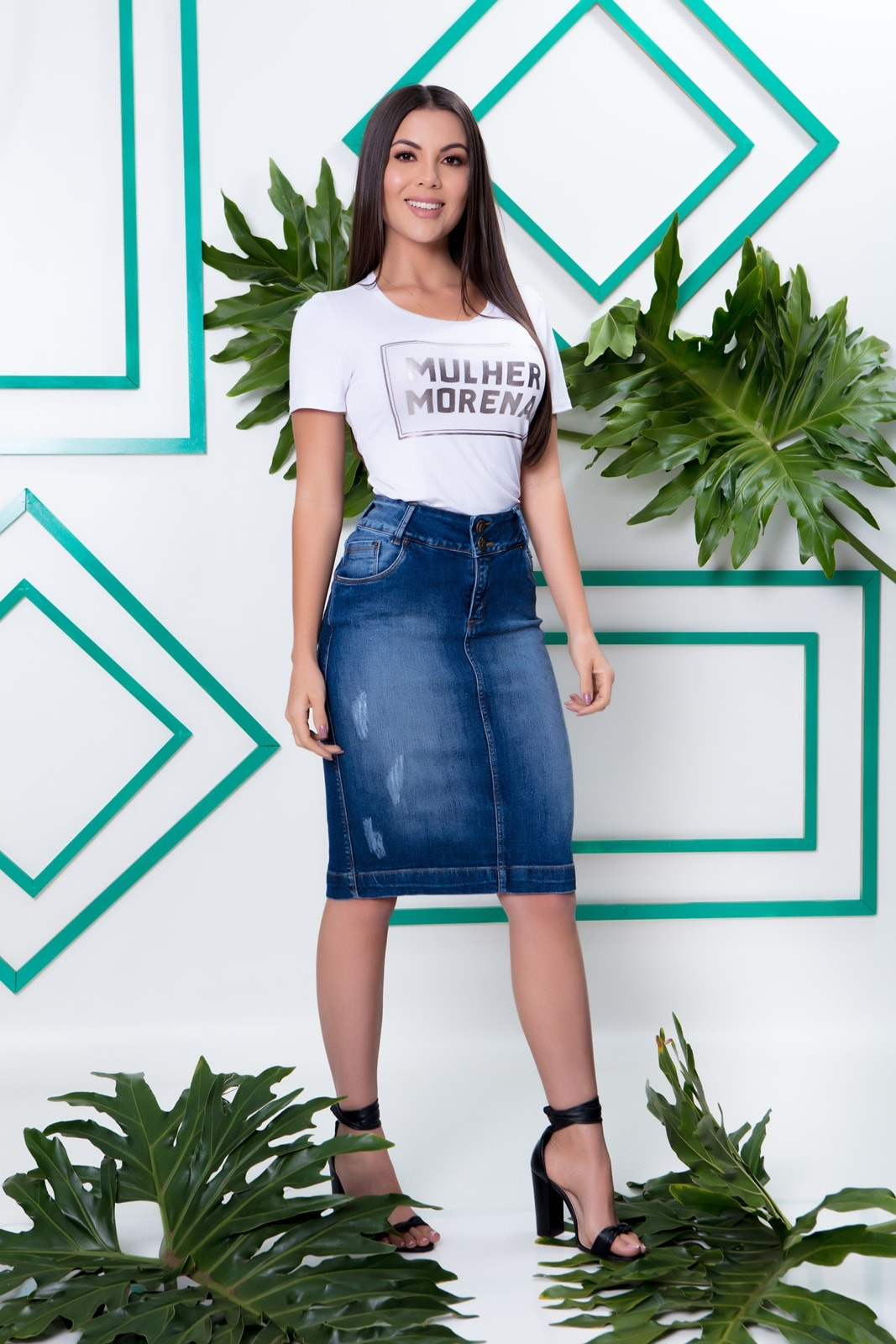Saia Jeans B sica Mulher Morena