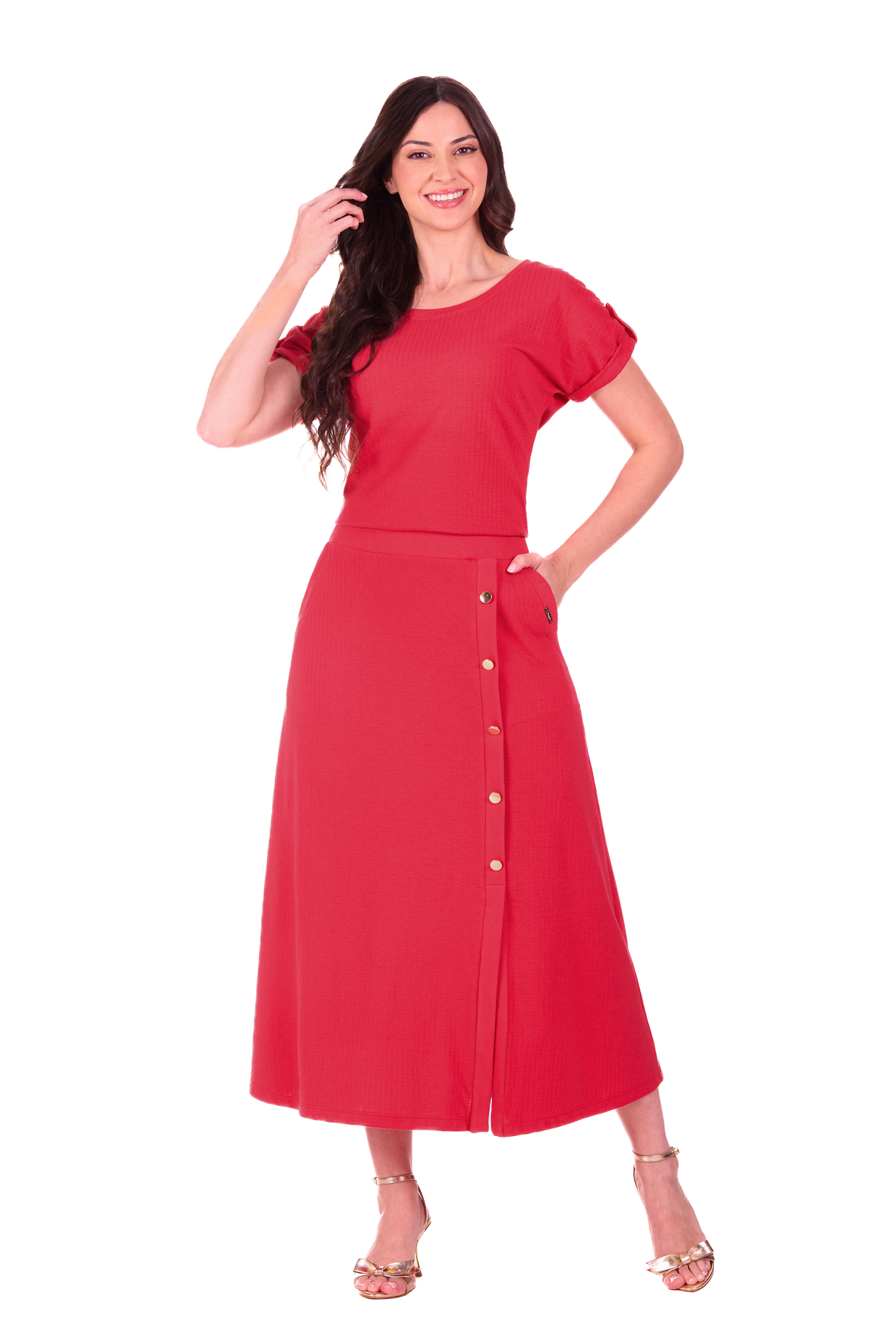 あやESTILO PROILD-321UPB-JP23年式 Conjunto Patricia Em Malha Texturizada Vermelho Hapuk
