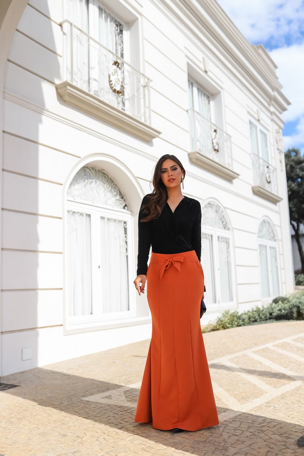Saia longa de best sale veludo