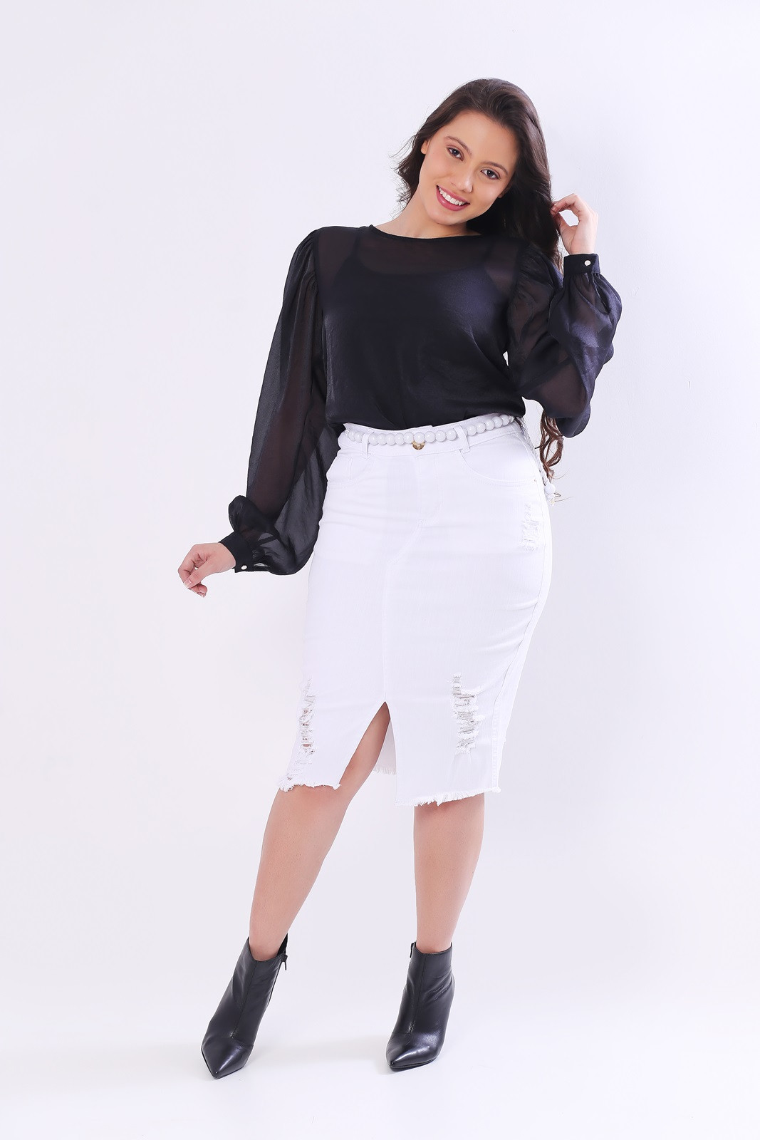 Saia jeans 2025 branca evangelica