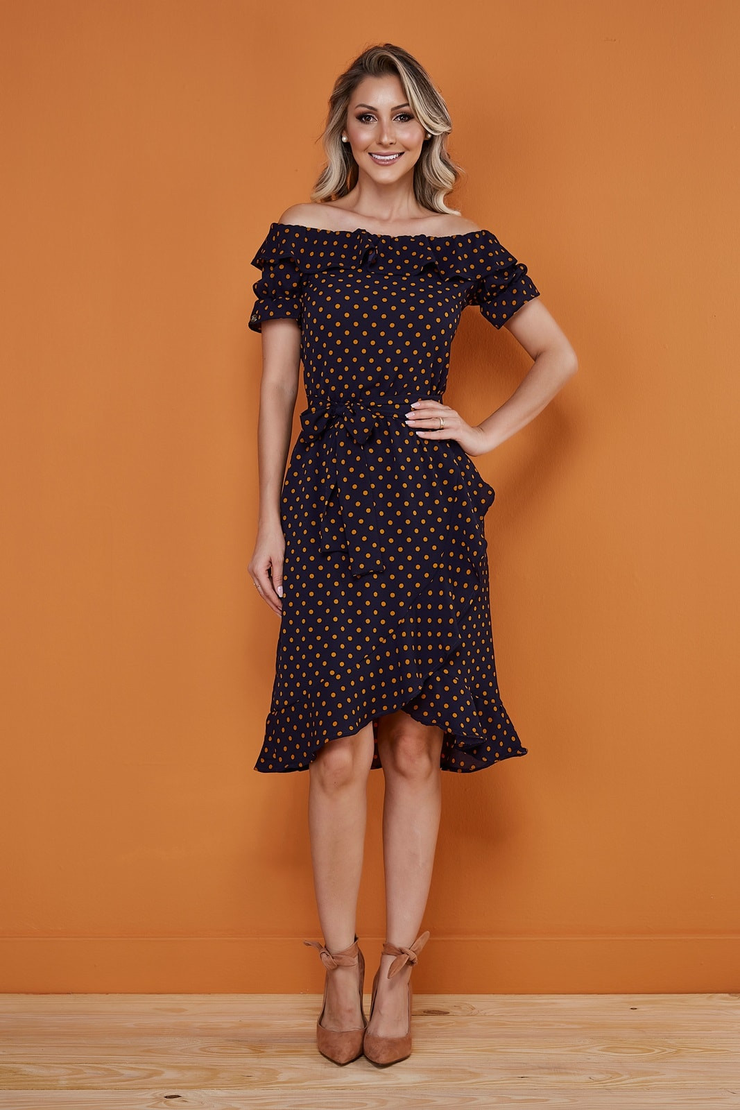 Vestido ciganinha azul marinho top