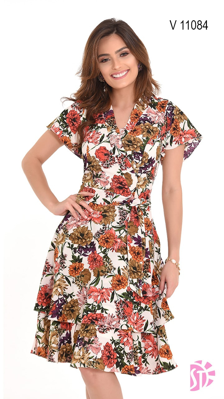 Vestido de shop crepe com babado