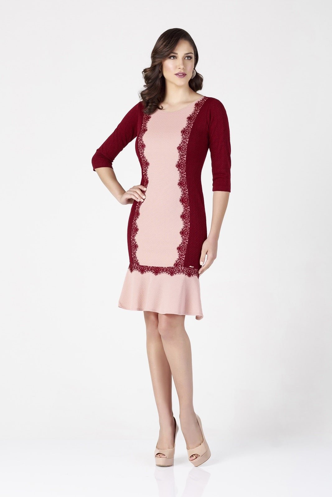 Vestido Detalhe Renda com Lurex D azul