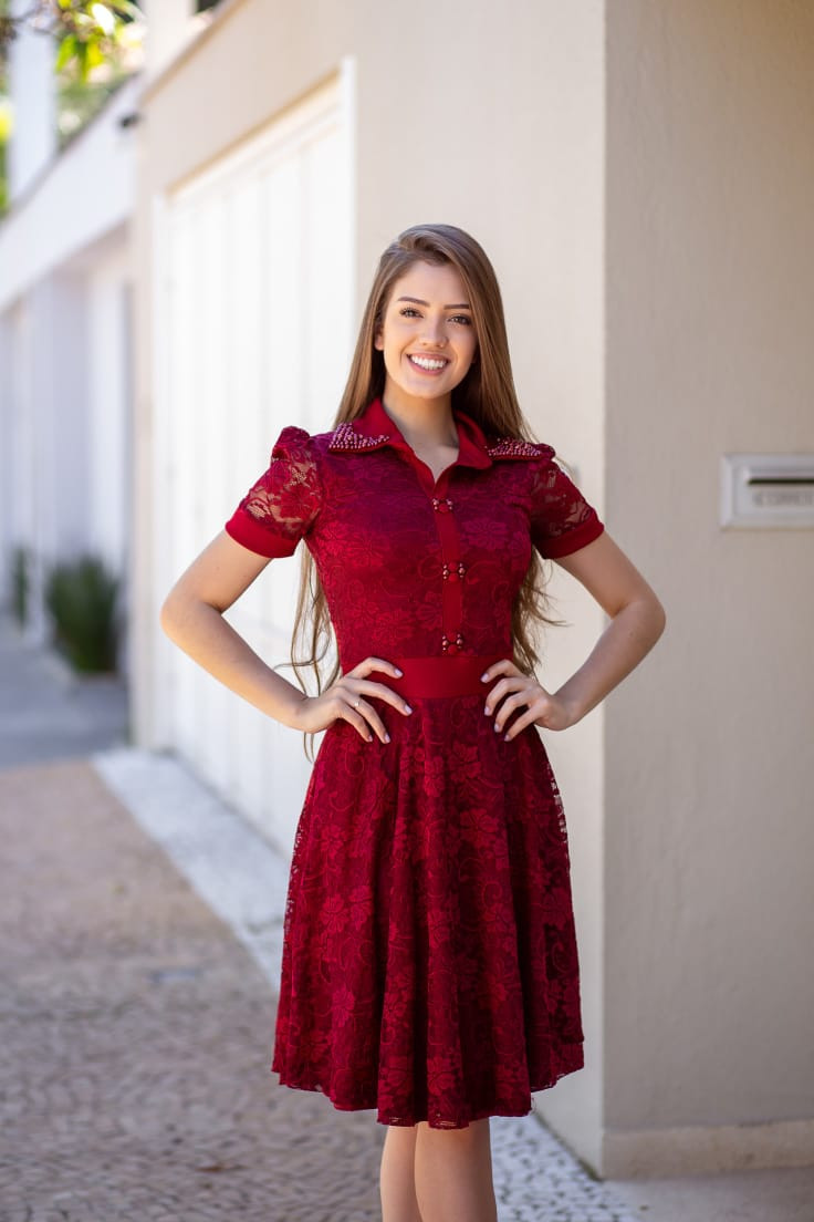Vestido curto sales gode de renda