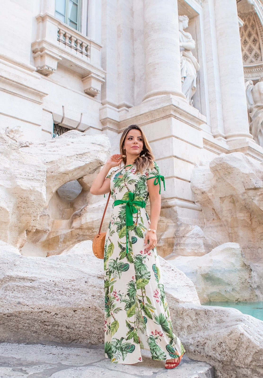 Vestido discount longo folhagem