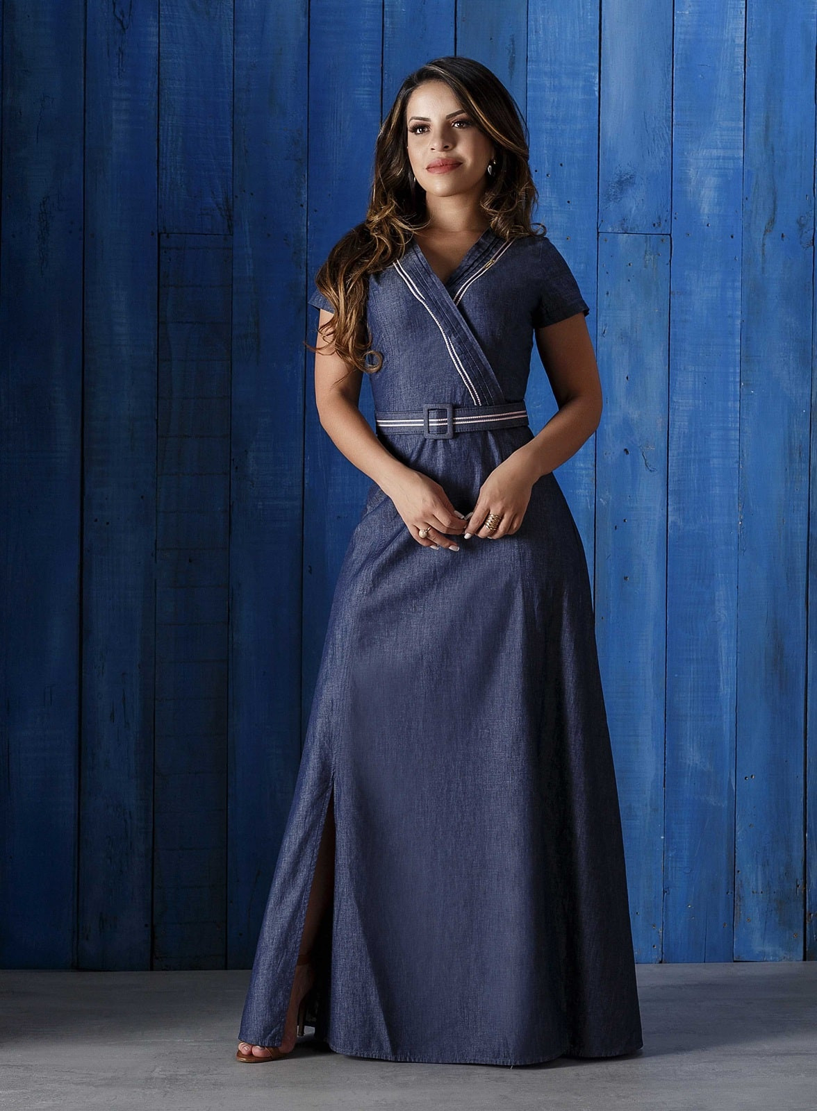 Vestido longo discount jeans via tolentino