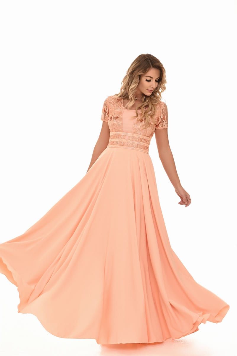 Vestido longo cor sales salmão