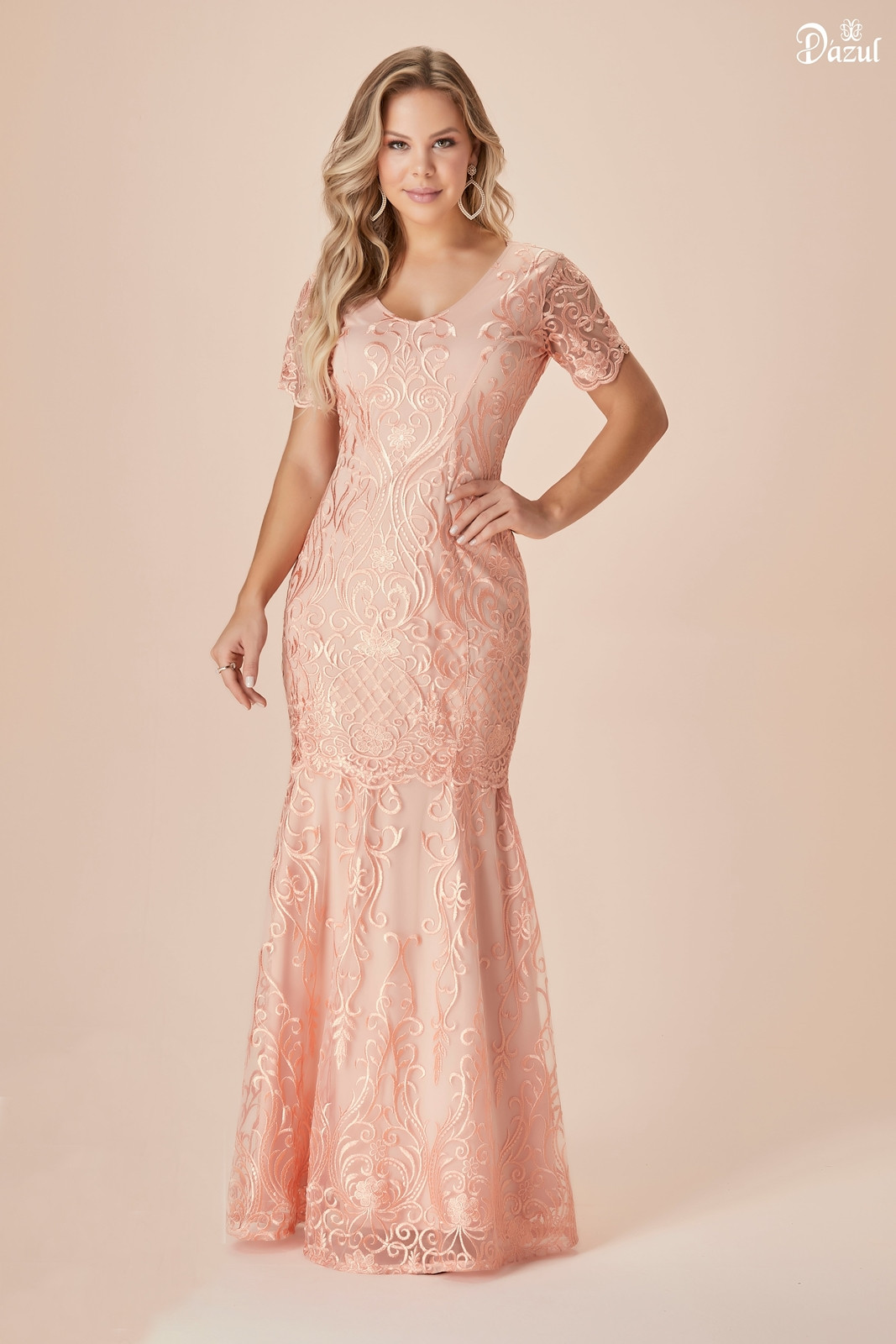 Vestido Longo Tule Rendado D azul