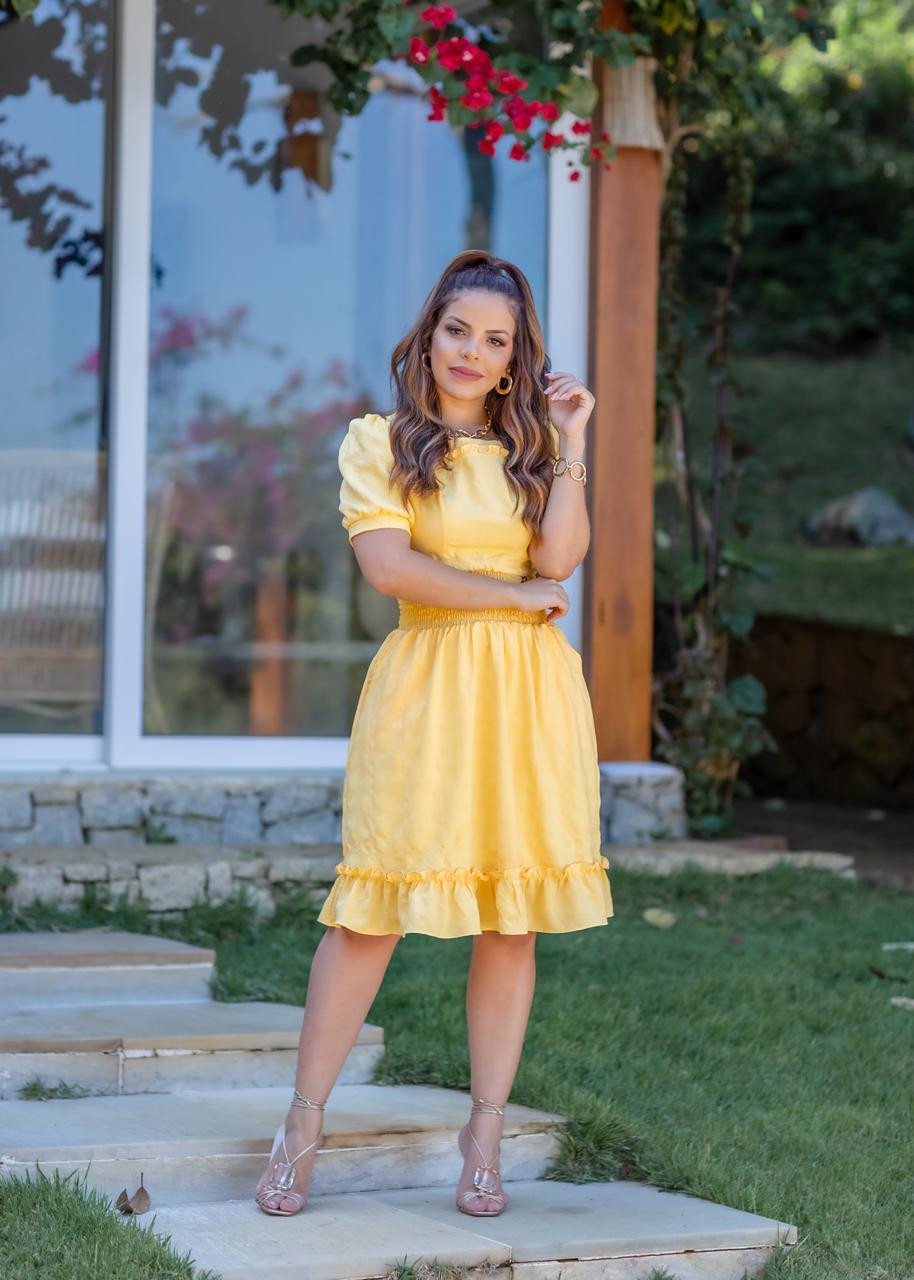 Vestido de viscose amarelo 2025