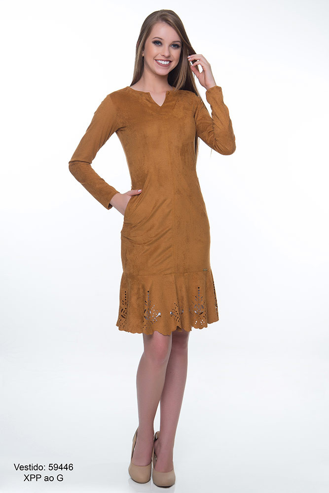 Vestido Suede Caramelo Hapuk