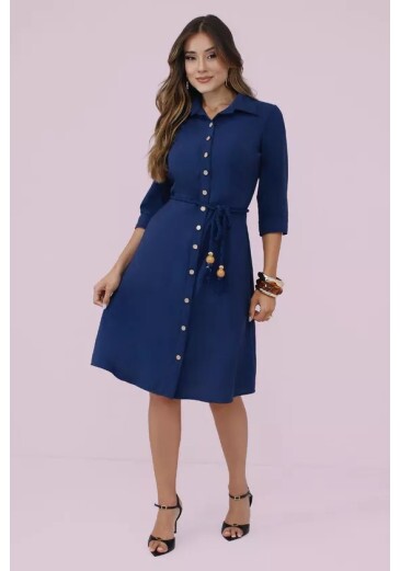 Vestido Luana Em Modal Touch De Viscose Azul Marinho Nitido Primavera/Verão 2027