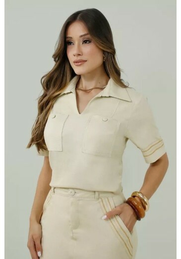 Blusa Walkiria Em Viscose Baunilha Nitido Primavera/Verão 2027